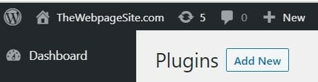 image of wordpress dashboard option to install new plugin