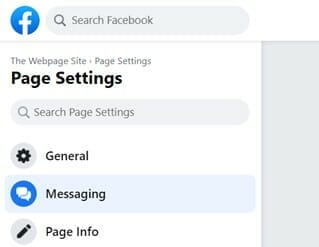 facebook business page option to select messaging highlighted